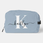 Elegant Dusty Blue Script Monogram Toilettasje (Achterkant)