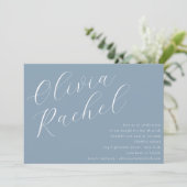 Elegant Dusty Blue Script Naam Minimal Bat Mitzvah Kaart (Staand voorkant)