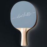 Elegant Dusty Blue Script Name Persoonlijk Tafeltennisbatje<br><div class="desc">Elegant Dusty Blue Script Name Personalized Ping Pong Paddle</div>