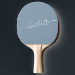 Elegant Dusty Blue Script Name Persoonlijk Tafeltennisbatje<br><div class="desc">Elegant Dusty Blue Script Name Personalized Ping Pong Paddle</div>