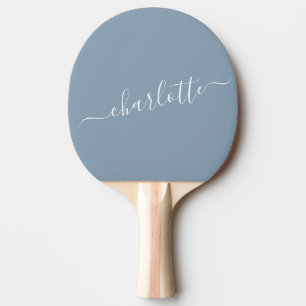 Elegant Dusty Blue Script Name Persoonlijk Tafeltennisbatje