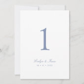 Elegant Dusty Blue Script Trouwtafel nummer Kaart (Voorkant)