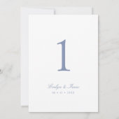 Elegant Dusty Blue Script Trouwtafel nummer Kaart (Achterkant)