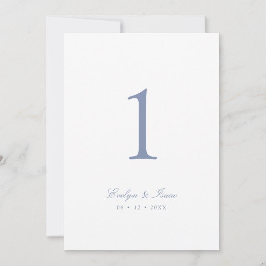 Elegant Dusty Blue Script Trouwtafel nummer Kaart (Achterkant)