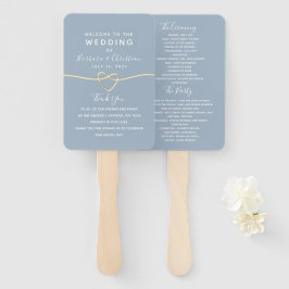 Elegant Dusty Blue Script Wedding Program Hand Fan Handwaaier