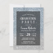Elegant Dusty Blue & Silver Glitter Afstuderen Kaart (Voorkant)