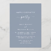 Elegant Dusty Blue Silver Simple Wedding Reception Folie Uitnodiging (Voorkant)