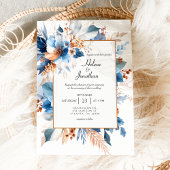 Elegant Dusty Blue Silver Terracotta Boho Wedding Kaart