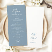 Elegant Dusty Blue Simple Calligraphy Wedding  Menu