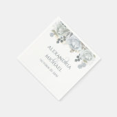 Elegant Dusty Blue Simple Floral Wedding Roos Servet (Hoek)