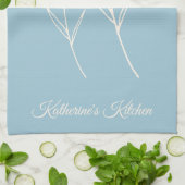 Elegant Dusty Blue Simple Flower  Theedoek (Gevouwen)