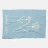 Elegant Dusty Blue Simple Flower  Theedoek (Horizontaal)