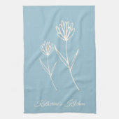 Elegant Dusty Blue Simple Flower  Theedoek (Verticaal)