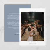 Elegant Dusty Blue Simple hart met foto Weddenscha Bedankkaart (Voorkant / Achterkant)