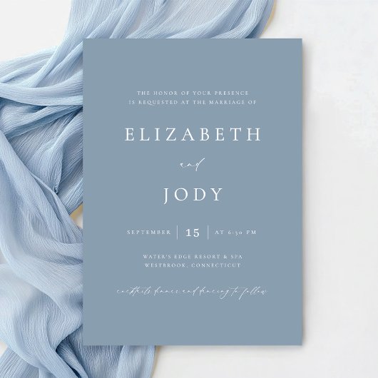 Elegant Dusty Blue Simple Wedding Modern Kaart
