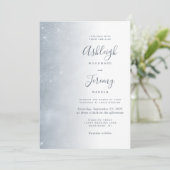 Elegant Dusty Blue Soft Sparkle Wedding Invitation Kaart (Staand voorkant)