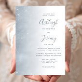 Elegant Dusty Blue Soft Sparkle Wedding Invitation Kaart