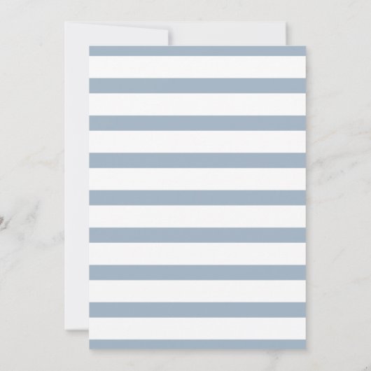 Elegant Dusty Blue Stripe Script Weddenschap Kaart (Achterkant)