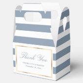 Elegant Dusty Blue Stripes Weddenschap Hartelijk d Bedankdoosjes (Geopend)