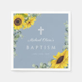 Elegant Dusty Blue Sunflower Religieus baptisme Servet (Voorkant)