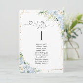 Elegant Dusty Blue Table Number Seating Chart (Staand voorkant)