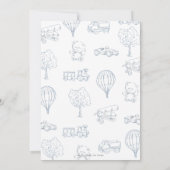 Elegant Dusty Blue Toile Floral Boy Baby Shower  Kaart (Achterkant)