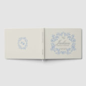 Elegant Dusty Blue Toile Floral Victorian Wedding Gastenboek (Volledig)