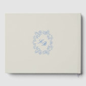 Elegant Dusty Blue Toile Floral Victorian Wedding Gastenboek (Achterkant)