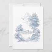 Elegant Dusty Blue Toile French Manor Wedding Kaart (Achterkant)