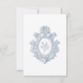 Elegant Dusty Blue Toile French Manor Wedding Save The Date (Achterkant)