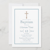 Elegant Dusty Blue | Uitnodiging voor de doop (Voorkant)