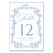 Elegant Dusty Blue Victorian Floral Wedding Kaart (Voorkant)