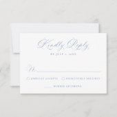 Elegant Dusty Blue Victorian Floral Wedding RSVP Kaartje (Voorkant)