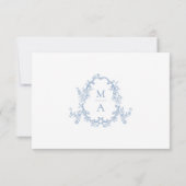 Elegant Dusty Blue Victorian Floral Wedding RSVP Kaartje (Achterkant)