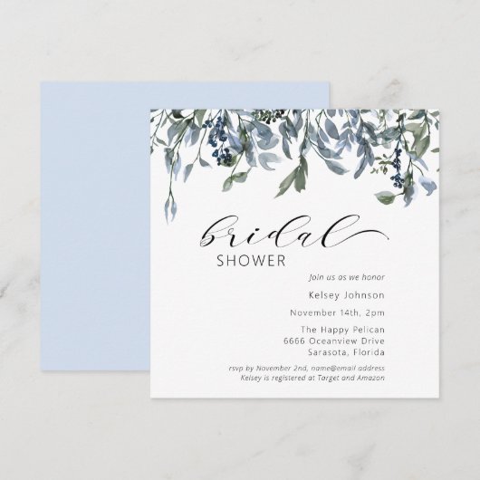 Elegant Dusty Blue Vrijgezellenfeest Kaart (Voorkant / Achterkant)