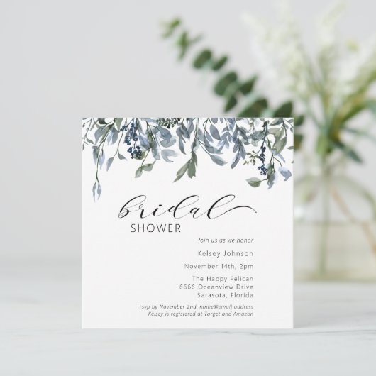 Elegant Dusty Blue Vrijgezellenfeest Kaart (Staand voorkant)