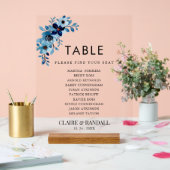 elegant dusty Blue watercolor flower bouquet Acryl Bord (Huwelijk)