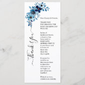 elegant dusty Blue watercolor flower bouquet Menu (Achterkant)