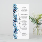 elegant dusty Blue watercolor flower bouquet Menu (Staand voorkant)