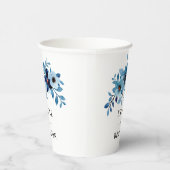 elegant dusty Blue watercolor flower bouquet Papieren Bekers (Rechts)