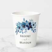 elegant dusty Blue watercolor flower bouquet Papieren Bekers (Voorkant)