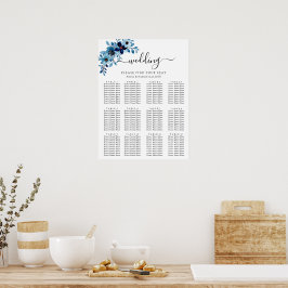 elegant dusty Blue watercolor flower bouquet Poster