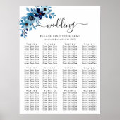 Elegant Dusty Blue Watercolor Flower Bouquet Poster (Voorkant)