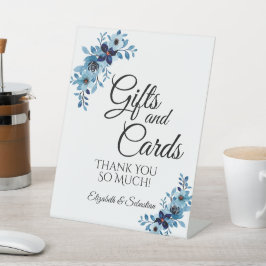 elegant dusty Blue watercolor flower bouquet Reclamebord Met Voetstuk