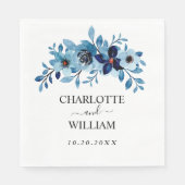 Elegant Dusty Blue Watercolor Flower Bouquet Servet (Voorkant)