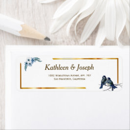 Elegant Dusty Blue Waterverf Blue Birds Wedding L Etiket