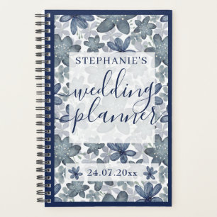 Elegant dusty blue waterverf bruiloft planner
