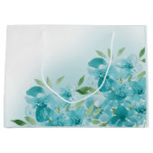 Elegant Dusty Blue Waterverf Field Flowers Groot Cadeauzakje (Voorkant)