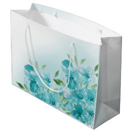 Elegant Dusty Blue Waterverf Field Flowers Groot Cadeauzakje