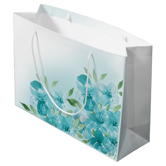 Elegant Dusty Blue Waterverf Field Flowers Groot Cadeauzakje (Achterkant Gekanteld)